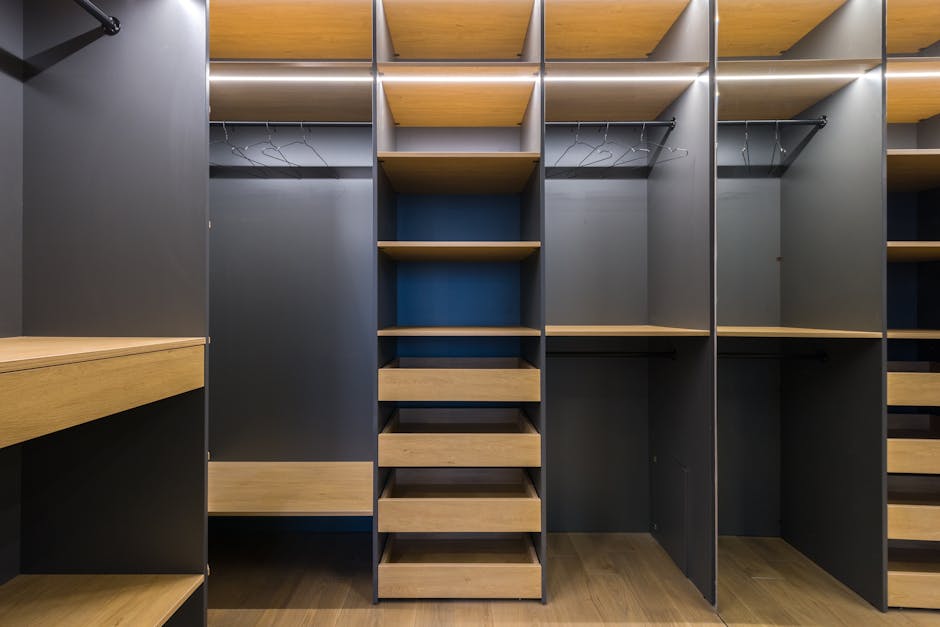 Luxurious walk-in closet interior design
