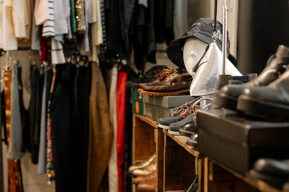 Detailed closet organizer with shoe racks and drawers